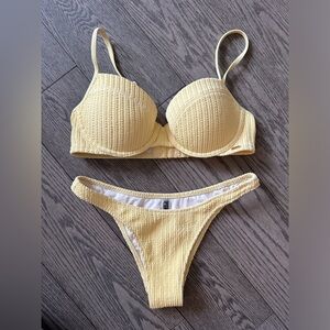 Victoria’s Secret PINK yellow crinkle push-up Bikini set Small Top XS bottom